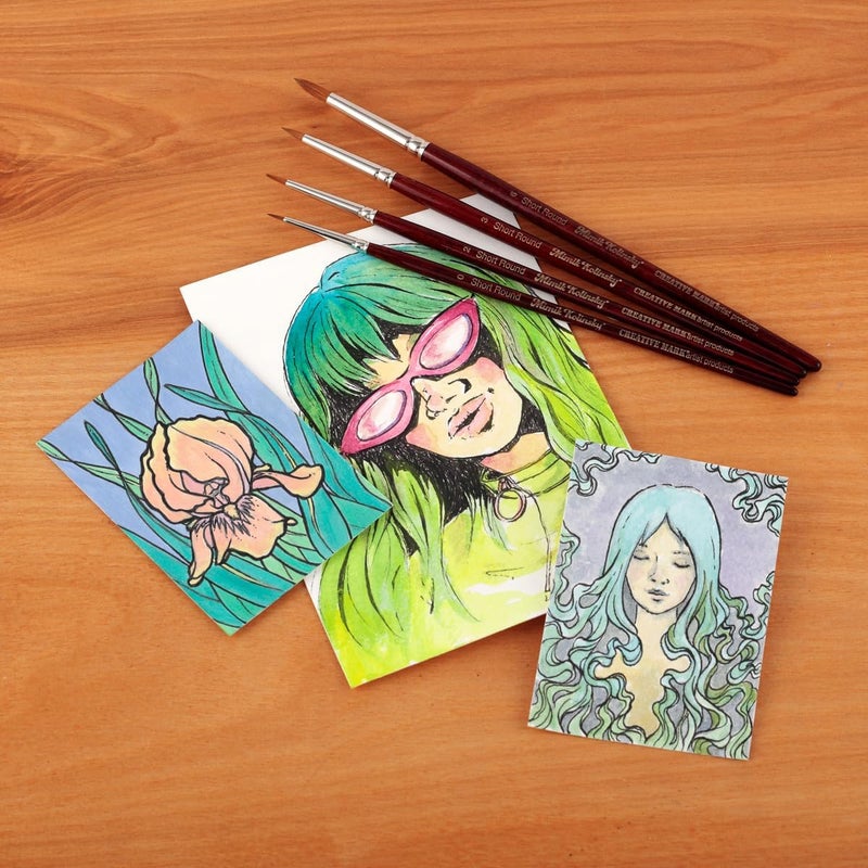 Creative Mark Mimik Kolinsky Watercolor Brush - Set of 4 Round - Short Handle Synthetic Paint Brush - Handmade in Germany - Synthetic Sable Paint Brushes for Professional Artists - Animal-Friendly - Image 3